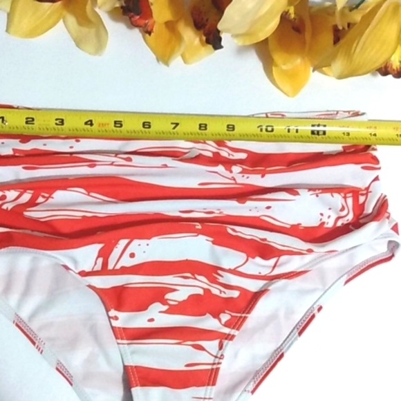 CINNAMON WHITE RUCHED HI-WAISTED BIKINI BOTTOMS - Picture 7 of 8